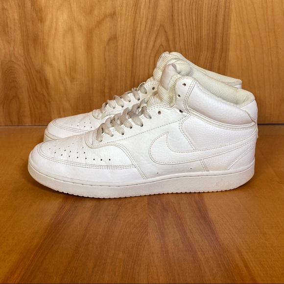 Mens 9 Nike Court Vision Mid Triple White SEF0856 - Picture 3 of 9